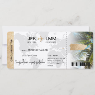 Invitation Billet voyage Pass embarquement surprise Porto Ric