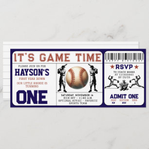 Invitation Billets de base-ball première année bas 1er annive