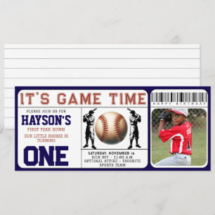 Invitation Billets de base-ball première année bas 1er annive