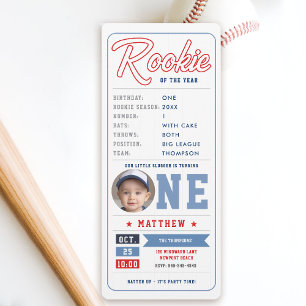 Invitation Billets de baseball Rookie Statistiques Blue Boy 1