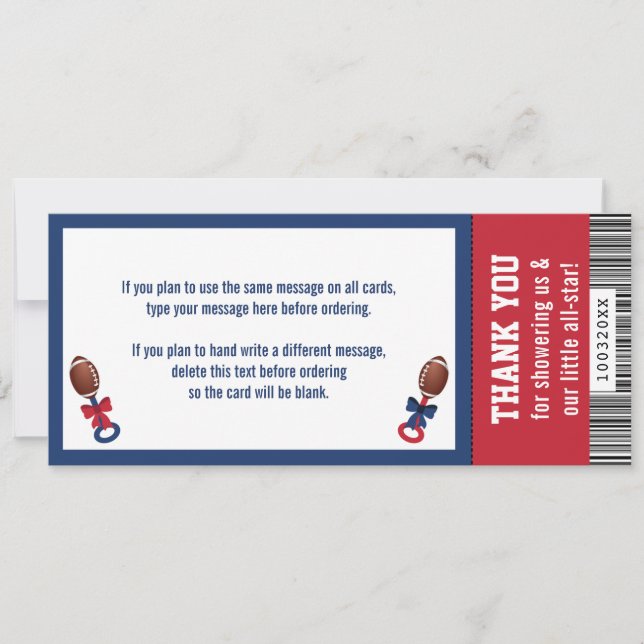 Invitation Billets de football, Baby shower Invita (Devant)