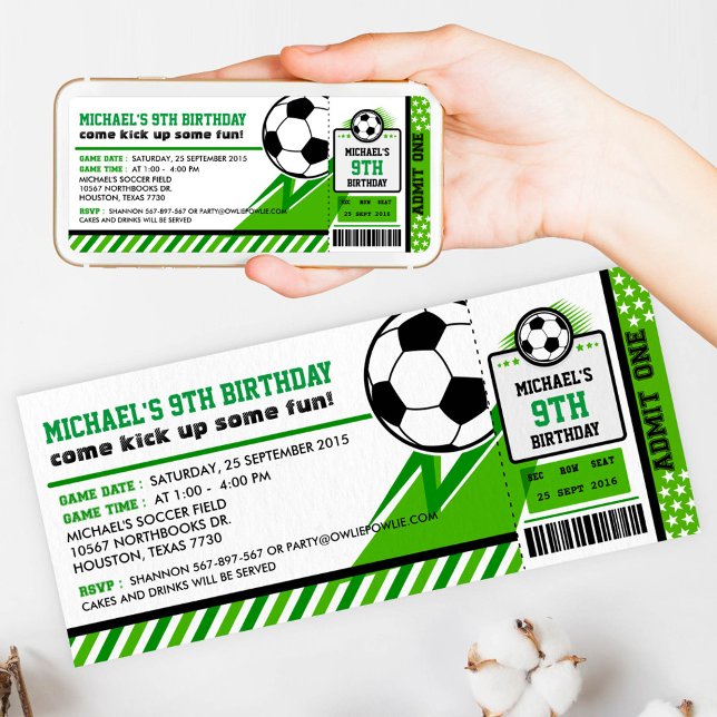 Invitation Billets de football Pass Anniversaire Fête Invitat (Créateur téléchargé)