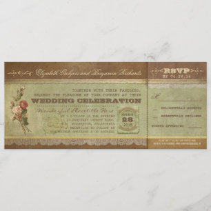 Invitation Billets de mariage rustiques anciens avec RSVP