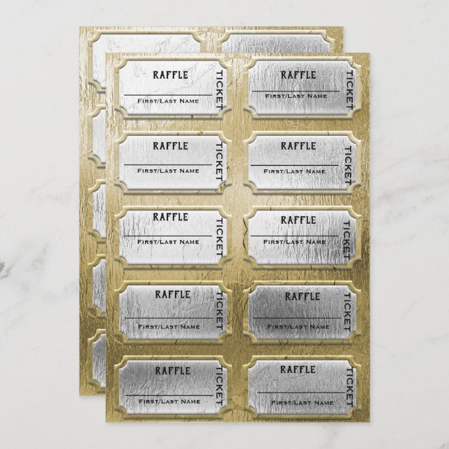 Invitation Billets de roulettes d'or et d'argent (Devant / Derrière)