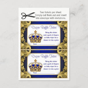 Invitation Billets de tombola couche Prince Baby Boy