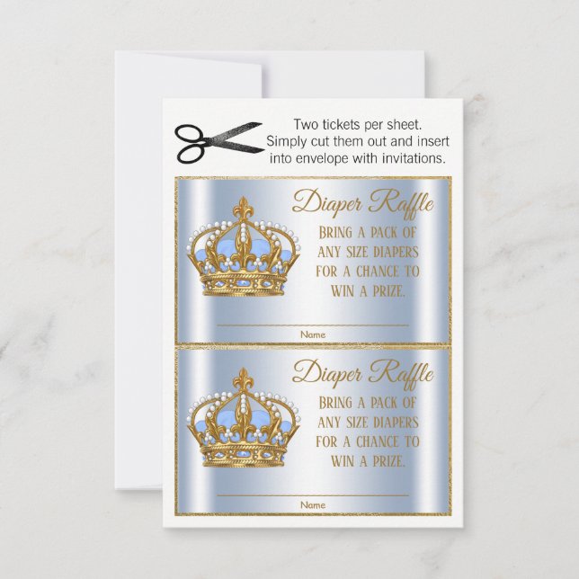 Invitation Billets de tombola pour couche de prince (Devant)
