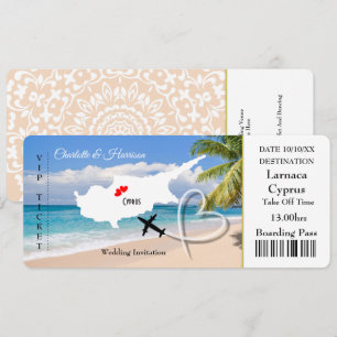 Invitation Billets D'Embarquement Mariage Destination Chypre 