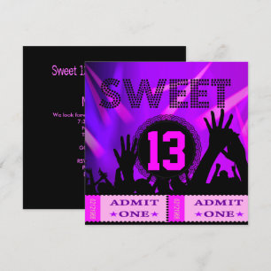 Invitation Billets pour fête d'anniversaire des 13 ans sucrés