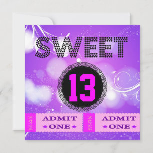 Invitation Billets pour fête d'anniversaire des 13 ans sucrés