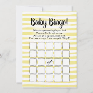 Invitation Bingo Baby shower Jeu Jaune Blanc