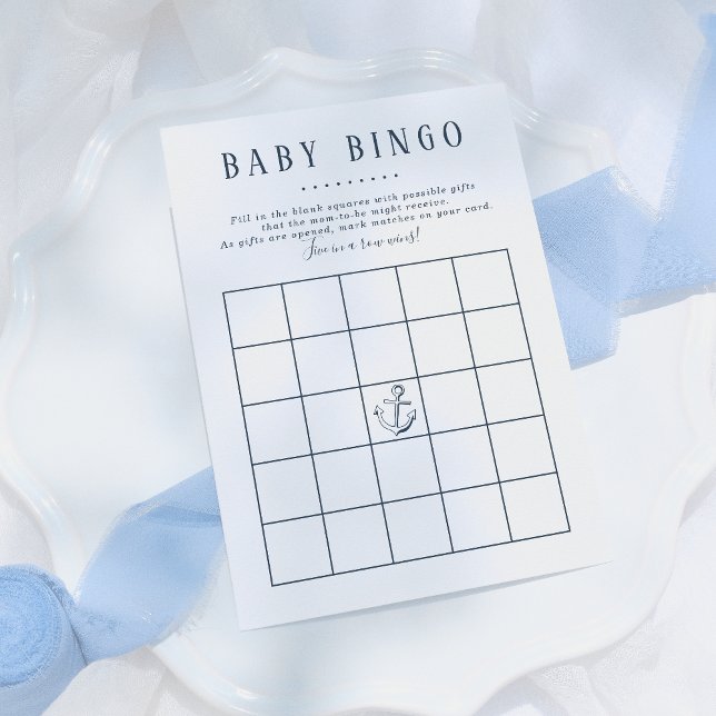 Invitation Bingo bébé | Nautical Whale Baby Boy Douche Jeu (Créateur téléchargé)