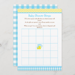 Invitation Bingo bleu et jaune soleil & citron