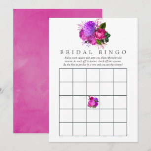 Invitation Bingo de Baby Shower Vintage Chic Fuchsia et Viole