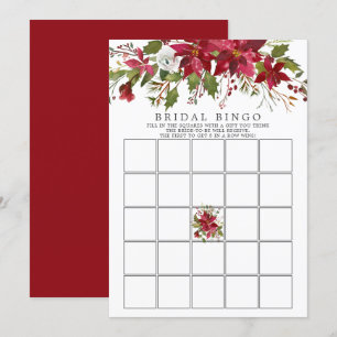 Invitation Bingo de la Fête de l'mariée de Red Poinsettia Hol
