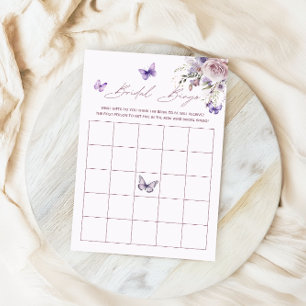 Invitation Bingo de mariage Papillon Violet Jeu de Baby Showe