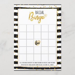 Invitation Bingo du jeu de Fête de l'mariée  Gold Confetti