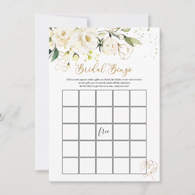 Invitation Bingo Floral Blanc/Il Dit, Elle Dit Jeux (Devant)