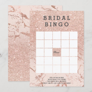 Invitation Bingo rose en or faux parties scintillant rose mar