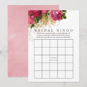 Invitation Bingo vintage Chic Rose Gold & Blush Fête des mari