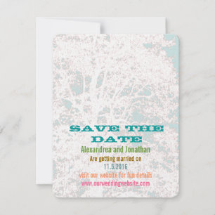 Invitation Birch Tree Aqua Playbill Fonts Enregistrer la date