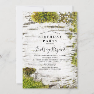 Invitation Birch Tree Bark Rustic Woodland Anniversaire