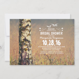 Invitation Birch tree & coeur d'amour rustique douche nuptial