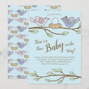 Invitation Bird Spring Baby shower Co-Ed Genre Neutre