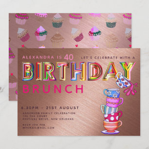 Invitation BIRTHDAY BRUNCH Rose Gold - N'IMPORTE QUEL Invitat