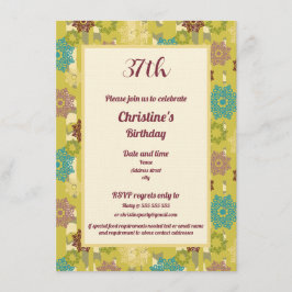 Invitation Birthday Celebration Urban Floral Pattern