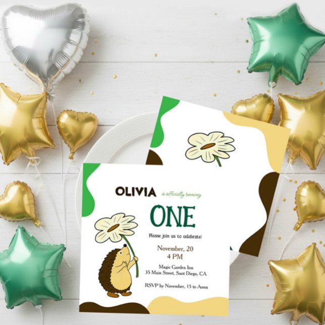 Invitation Birthday Hedgehog with chamomile  (Créateur téléchargé)