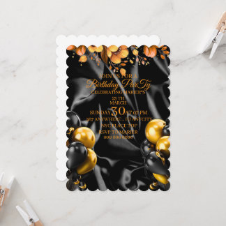 Invitation Birthday Invitation: Black , Minimalist Party Invi