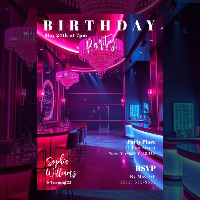 Invitation Birthday Party Magazine Cover (Magazine Cover Birthday Invitation-Nightclub)