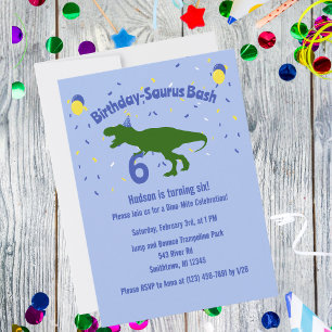 Invitation "Birthday-Saurus" Dinosaure pour enfants fête d'an
