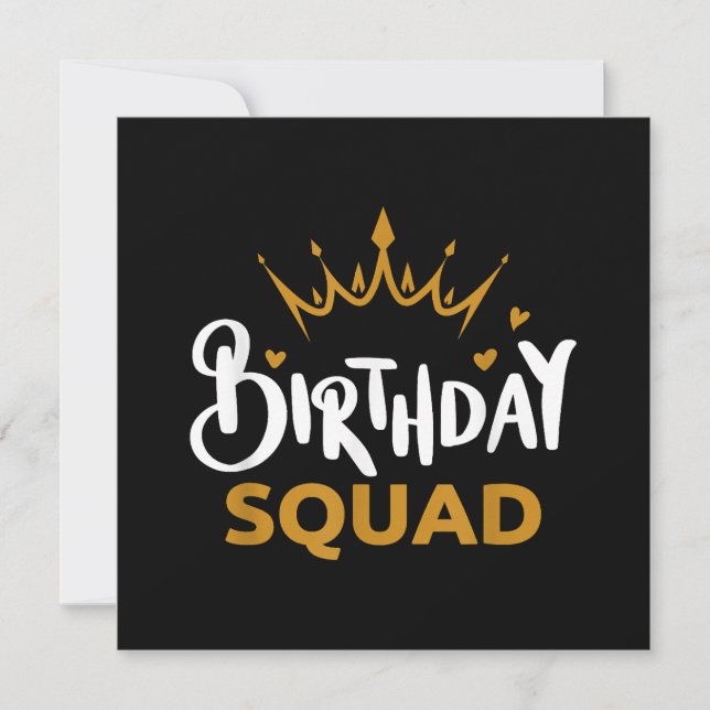 Invitation Birthday Squad Party Matching Family Group Funny B (Devant)