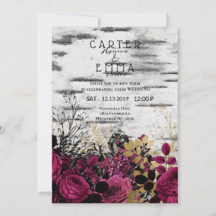 Invitation Birthier rustique et Mariage campagnard floral