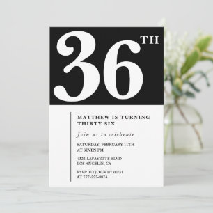 Invitation Black 36e anniversaire Elegant Chic Sim