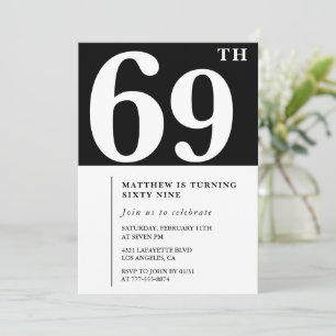 Invitation Black 69e anniversaire Elegant Chic Sim
