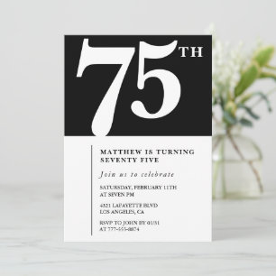 Invitation Black 75e anniversaire Elegant Chic Sim