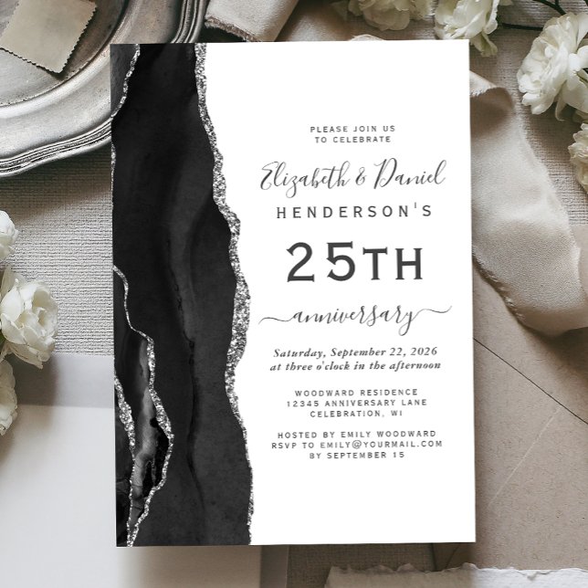 Invitation Black Agate Silver 25th Anniversary (Créateur téléchargé)