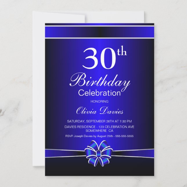 Invitation Black and Blue 30th Birthday Celebration (Devant)