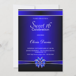 Invitation Black and Blue Sweet 16 Anniversaire