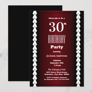 Invitation Black and Burgundy 30th Birthday Party