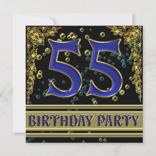 Invitation Black and Gold 55th Birthday party