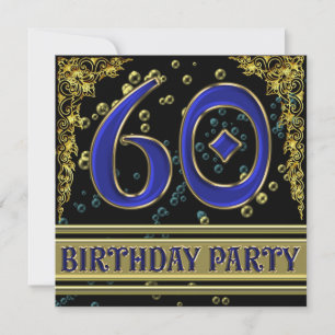 Invitation Black and Gold 60th Birthday party