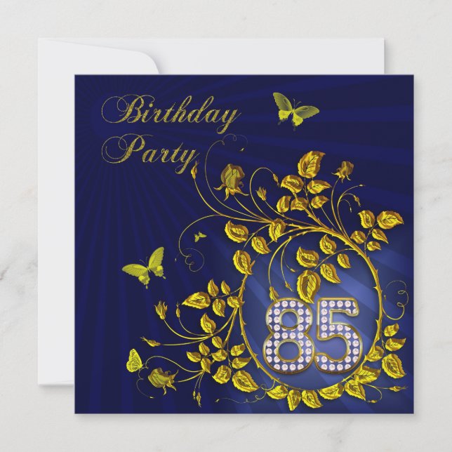 Invitation Black and Gold 85th Birthday party (Devant)