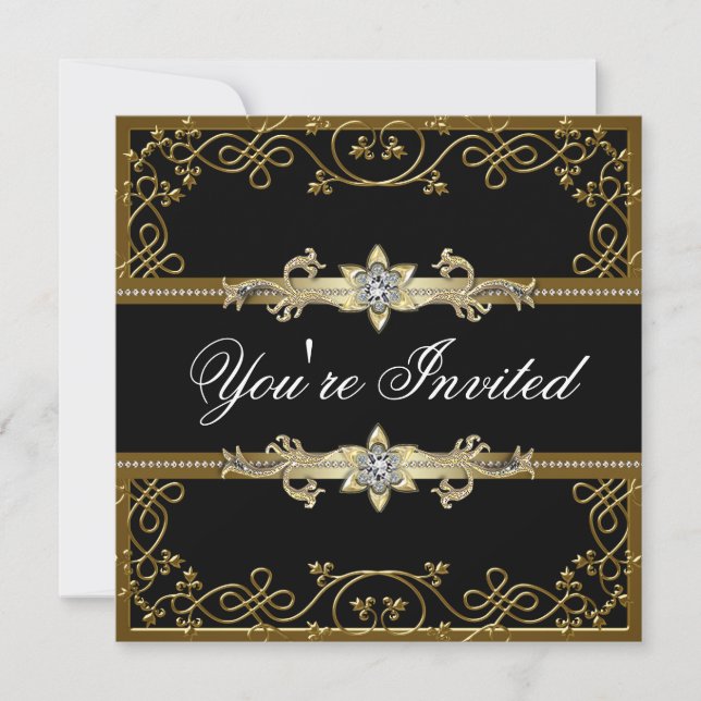 Invitation Black and Gold Black Cravate Party (Devant)