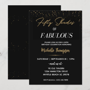 Invitation Black and Gold Cinty Shades Fabulous Anniversday