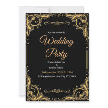 Invitation Black and Gold Elegant Wedding Party