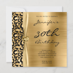 Invitation Black and Gold Leopard Glam 30e anniversaire