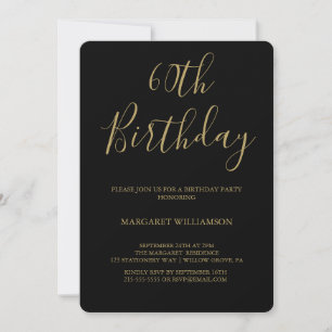Invitation Black and Gold Modern Elegance Photo 60e anniversa